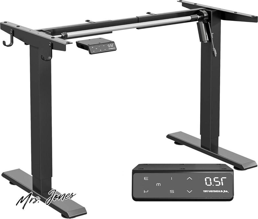 Mrs. Jones Elektrisch Hoogte Verstelbaar Bureauframe met 4 Geheugenbediening en Anti-botsingsfunctie MAIDeSITe Zwart
