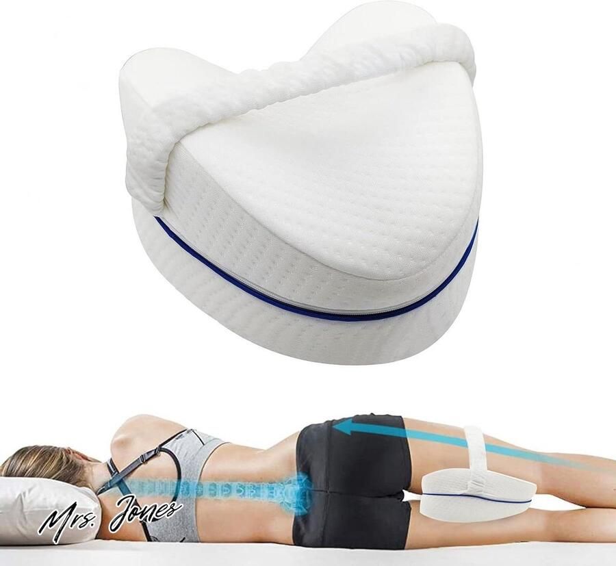 Mrs. Jones Ergonomisch kniekussen zijslaper Contour traagschuim beenkussen met riem zwangerschapskniesteunkussen bed wigkussens pijnverlichting voor onderrug ischias