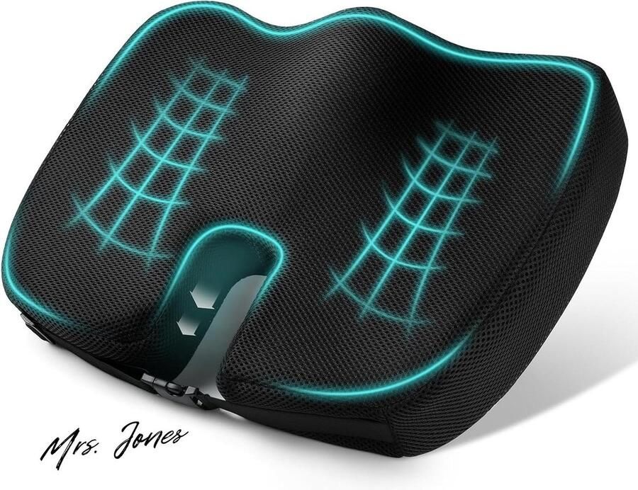 Mrs. Jones Orthopedisch zitkussen ergonomisch zitkussen traagschuim rolstoel bureaustoel kussen voor stuitbeen ischias aambeien rugpijnverlichting