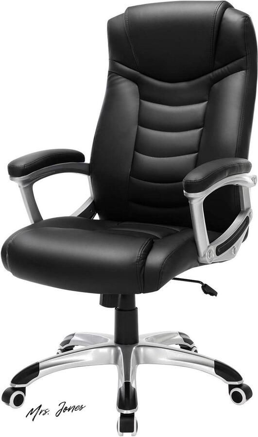 Mrs. Jones Ergonomische bureaustoel in hoogte verstelbare draaistoel zwart duurzaam Groot OBG21B-Stabiel Robuust