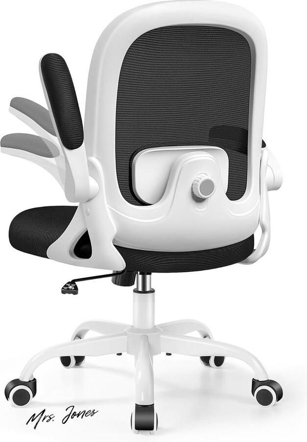 Mrs. Jones Ergonomische Bureaustoel met 3D Lendensteun Kantelfunctie In Hoogte Verstelbaar Ademende Mesh Kantoorstoel 150 kg Wit