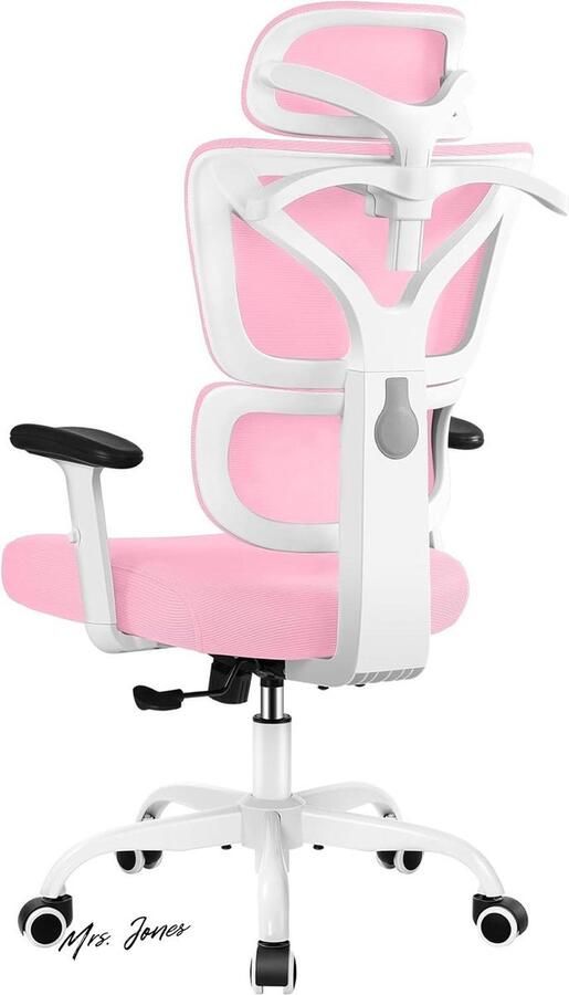 Mrs. Jones Ergonomische Bureaustoel met Grote Rugleuning en Lendensteun Comfortabele Gamingstoel met Verstelbare Hoofdsteun