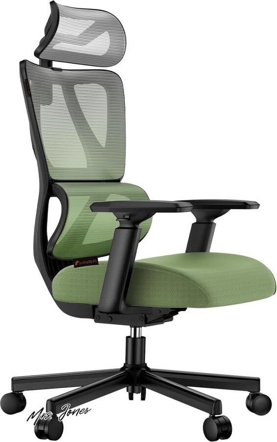 Mrs. Jones Ergonomische Mesh Bureaustoel Verstelbare 3D Armen Hoofdsteun Lumbale Ondersteuning Wielen Comfortabel Thuiswerken Aanbevolen