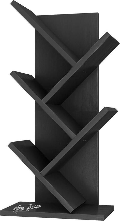 Mrs. Jones Essence Collection Moderne houten boekenplank Opbergkast 4 Planken Zwart Smal Voor slaapkamer & home office