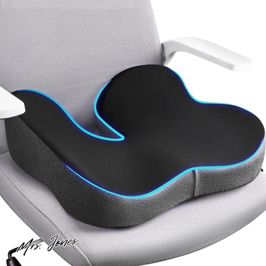 Mrs. Jones Zitkussen voor Rug en Stuitbeen Pijnverlichting Traagschuim Bureaustoel Autostoel Rolstoel Extra Groot