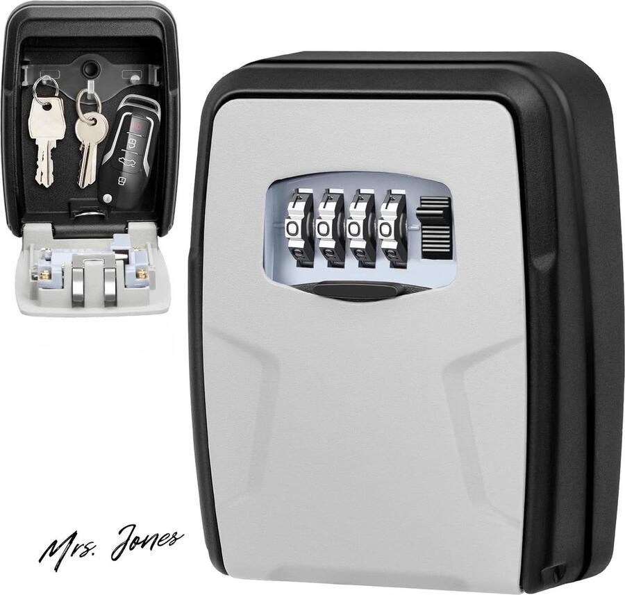 Mrs. Jones Faneam Key Safe Wall Mounted 4 Digit Combination Key Safe Waterproof Outdoor Rust Proof Police Approved Cabinet Home Garage Office AirBnB