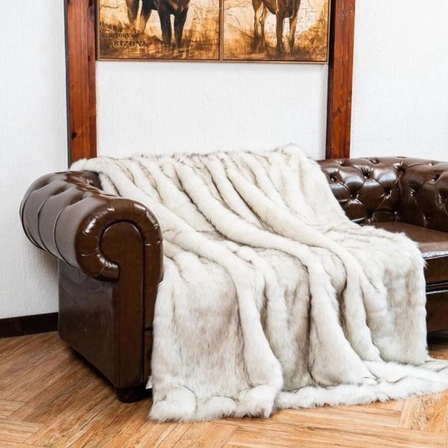 Mrs. Jones Fleece deken Nepbond Winterdeken Bankdeken Wit 127x152 Warm Modern Sprei Bed Slaapkamer Woonkamer Deken Warm