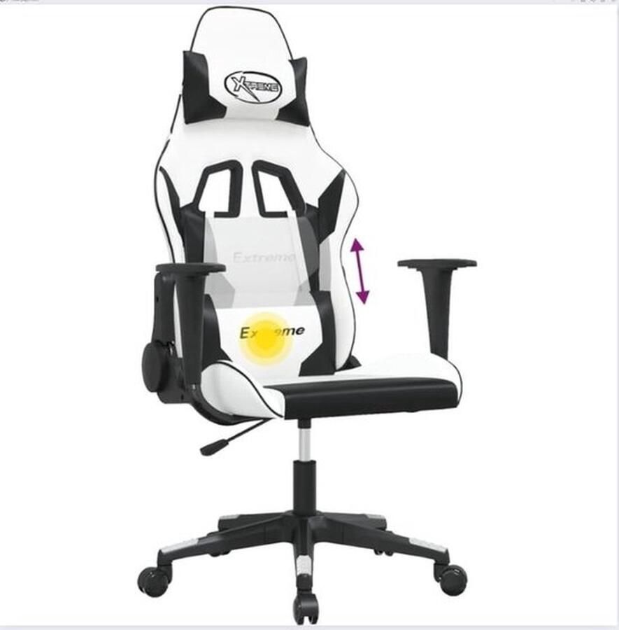 Mrs. Jones Gamestoel Met Voetensteun Computer Stoel Bureaustoel Verstelbaar Zwart & Wit