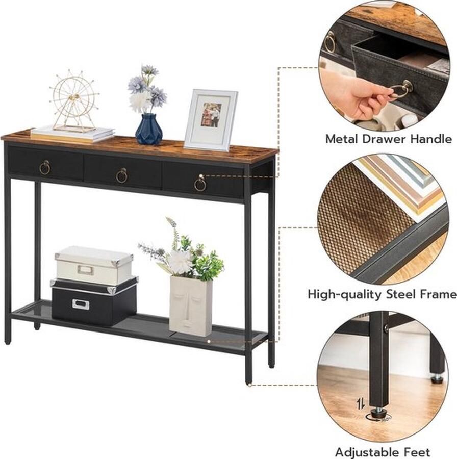 Mrs. Jones Gangtafel Bijzettafel met lades Consoletafel Smalle Entree Tafel Met 2 Laden Woonkamertafel