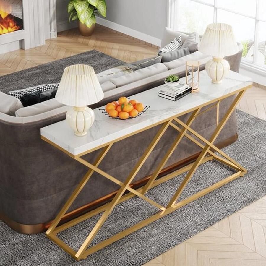 Mrs. Jones Gangtafel Gouden Consoletafel Bijzettafel Entreetafel Smalle Lange Banktafel Luxe Gangtafel Woonkamer meubel