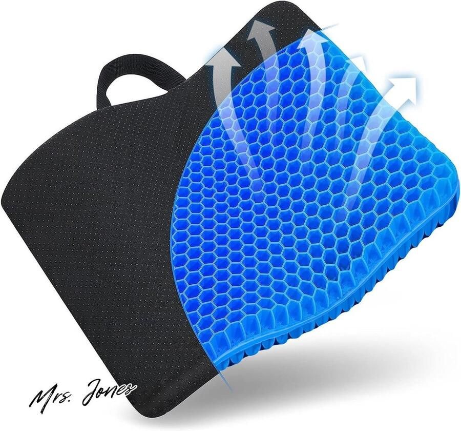 Mrs. Jones Groot Ademend Honingraat Ontwerp Ei Gel Kussen voor Lang Zitten Verlichtend Rug Stuitbeen Pijn Auto Kantoor Thuis Rolstoel & Stoel Kussen (blauw-XL)
