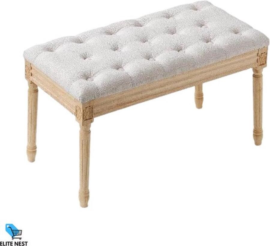 Mrs. Jones Gestoffeerde Bank Ottomaanse Bedbank Schuim Kussen Rubberhouten Poten 80x40 cm Comfort & Duurzaamheid Ideaal Voor Slaap- en Woonkamer