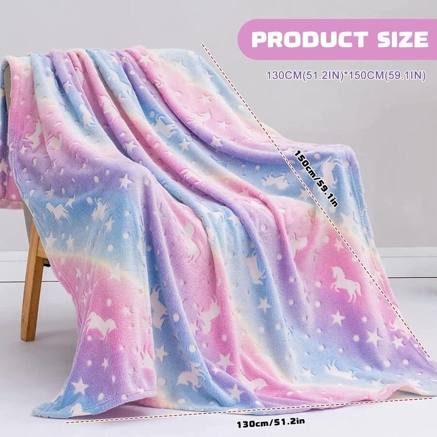 Mrs. Jones Glow in the Dark Deken 130 x 150 cm Flanellen Fleece Deken Gezellige Zachte Fleece Gooi Deken Warm Fleece Materiaal Bed Sprei voor Bed Bank Kinderen en Volwassenen
