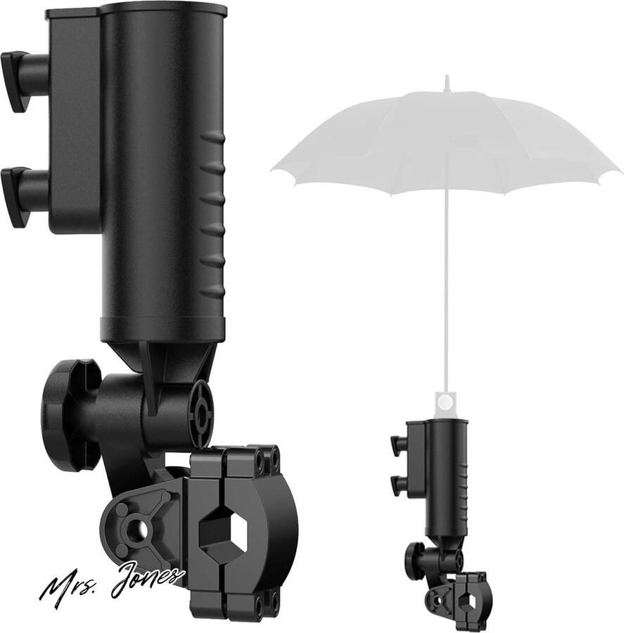 Mrs. Jones Golftrolley parapluhouder universeel verstelbare basis van aluminiumlegering zwart