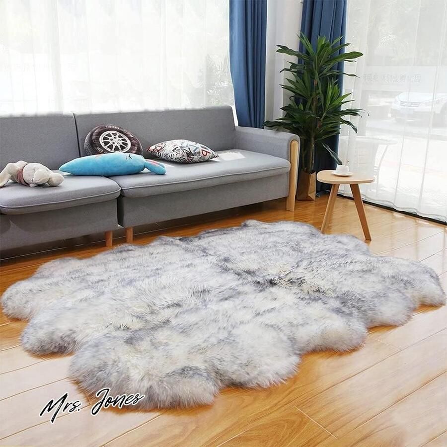 Mrs. Jones Groot Echte Schapenvacht-Tapijt Vloerkleed Natuurlijke Vacht Lamsvel Tapijten Echt Wol Vloerkleedje 6p(150 * 200cm)