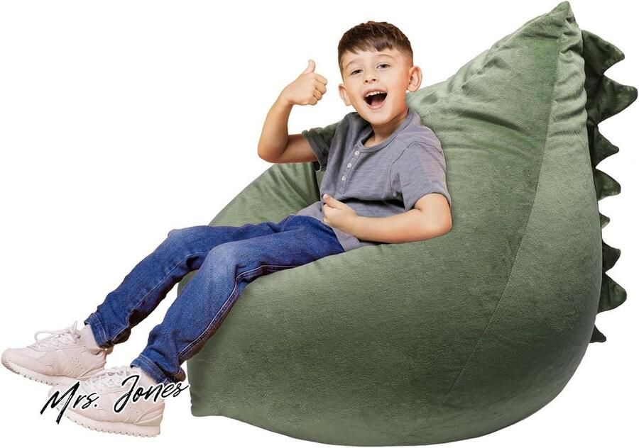 Mrs. Jones Grote zitzak alleen stoel-hoes Decalsweet Dinosaurus zitzak met dier speelgoed opslag Gevuld voor kinderen jongens speelgoed organisator slaapkamer cadeau voor Kerstmis Verjaardag 80 × 76 × 63