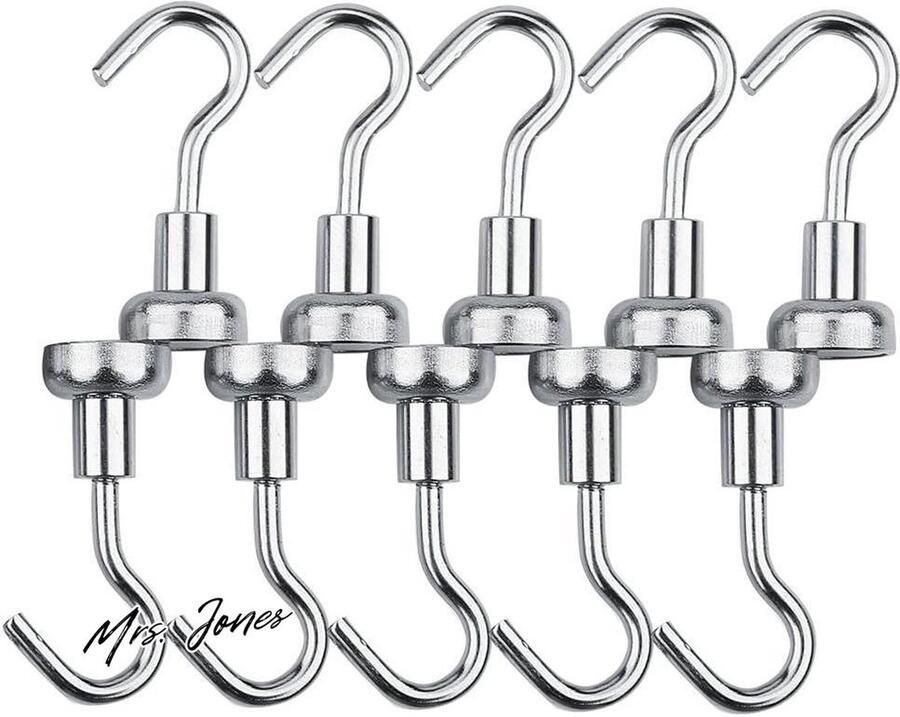 Mrs. Jones Haken hangen Asixx-haakmagneten heavy-duty haken zonder boren voor keuken-badkamer kasten garage schuur of kantoorgebruik (10 stuks)