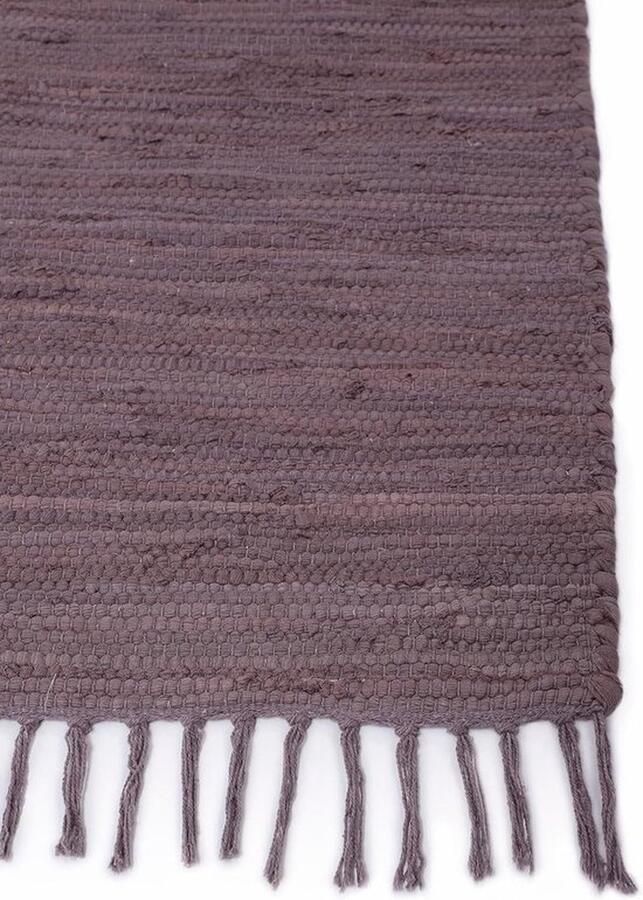 Mrs. Jones Handgeweven Katoenen Tapijt Kelim Chindi Design Effen Loper in Mauve 70 x 200 cm Perfect voor Woon- en Slaapkamer