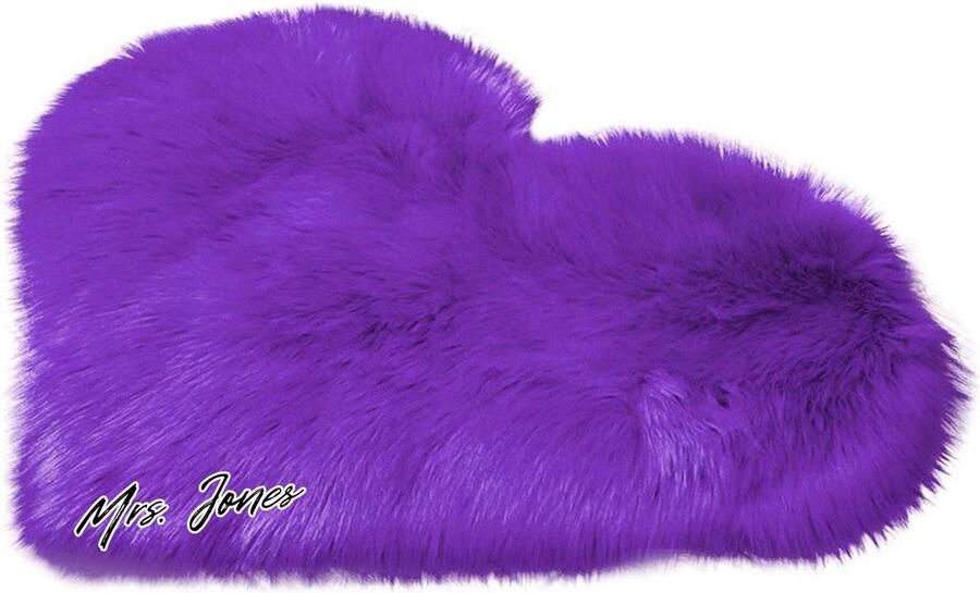 Mrs. Jones Hartvormig Tapijt Vloermat Pluizige Tapijt Vloermat Thuis Slaapkamer Faux Fur Tapijt Paars 3 6.5 UK Child Wide