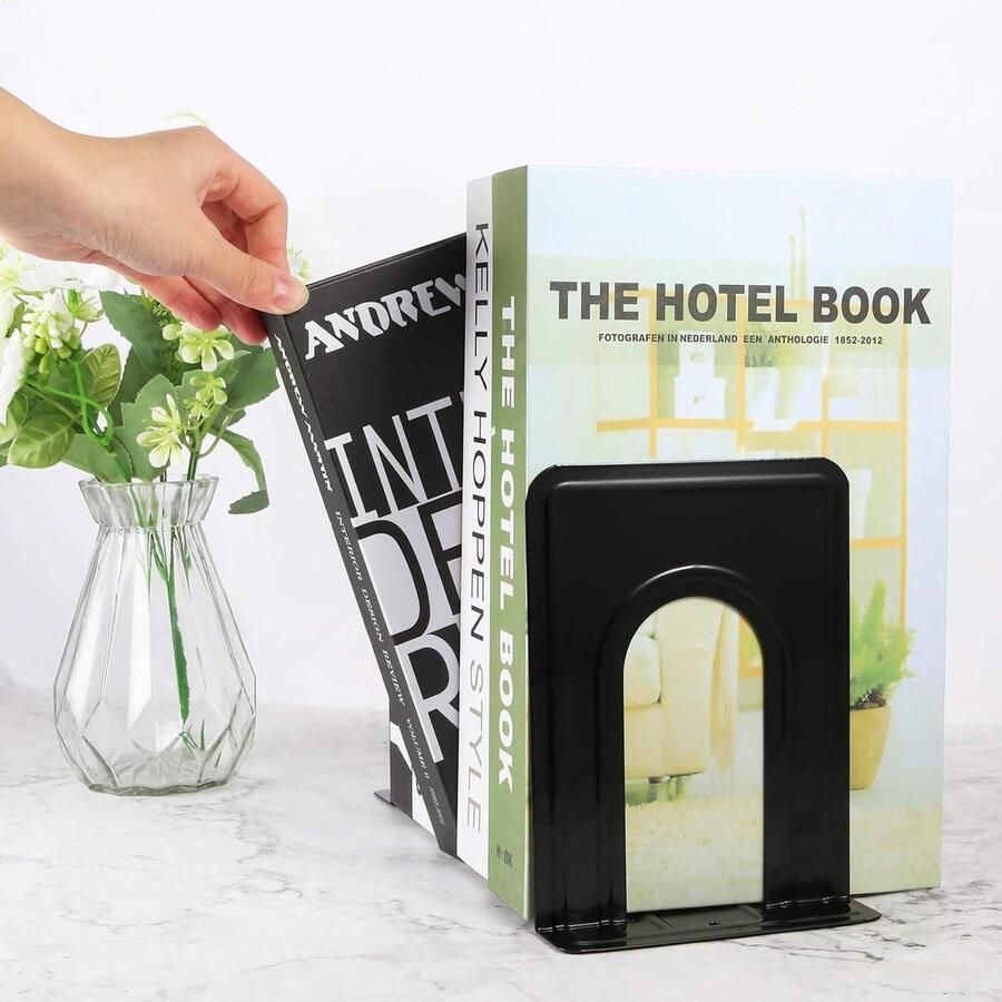 Mrs. Jones Heavy Duty boekensteunen voor planken antislip basis zwart geweldig voor bibliotheek kantoor thuis school 4 paar meten.drawRect