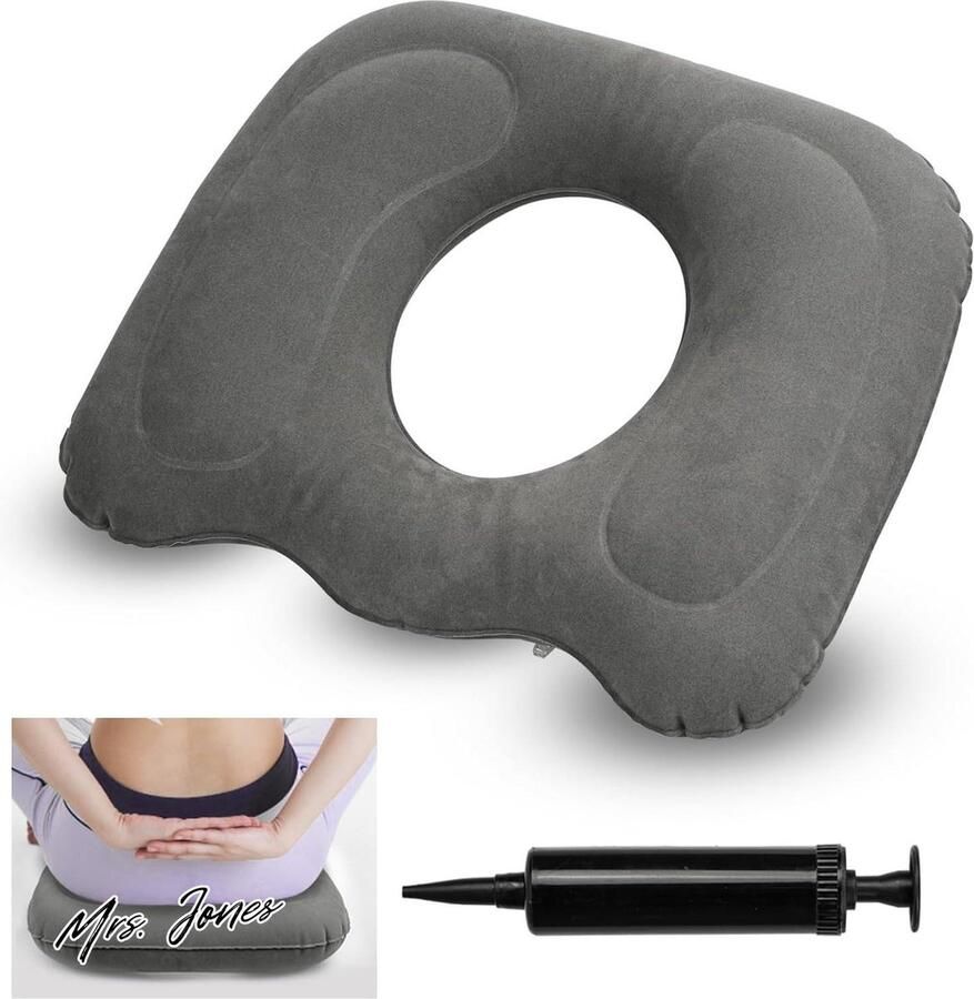 Mrs. Jones Hemorroïde Zitkussen Donutkussen Zitring Coccyx Relief Opblaasbaar Kussen Orthopedisch Zitkussen voor Kantoorstoel Auto Rolstoel Coccyx Sciatica Rugpijn