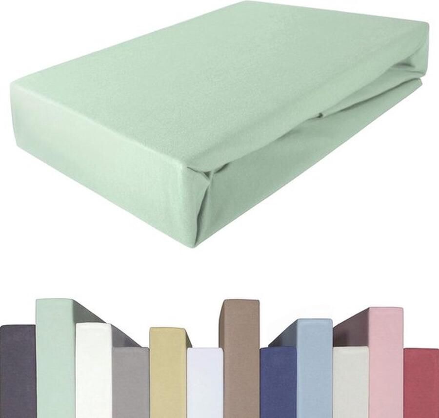Mrs. Jones Hoeslaken voor 20-40 cm hoge matrassen 120 x 200-220 tot 130 x 200-220 cm Oeko-Tex katoen m. 5% elastaan premium hoeslaken voor boxspringbed in zeegroen