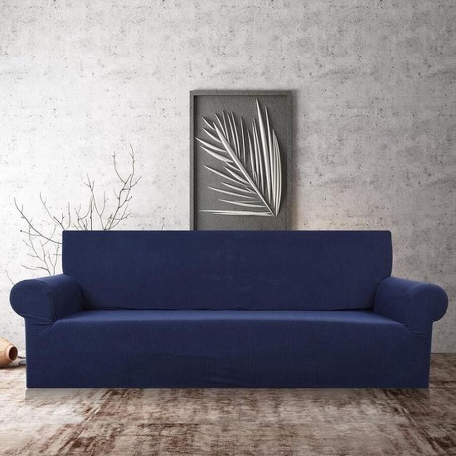 Mrs. Jones Hoge stretch bankhoes bankgooien 1-delige bankhoes spandex jacquard elastische bankhoes voor 1 2 3 4-zits bankhoes voor woonkamerbeschermer (blauw 2-zits)