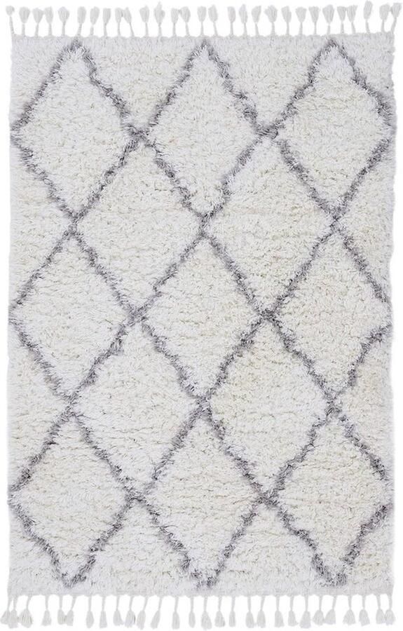 Mrs. Jones Hoogpolig tapijt Eddy wit 120x170 cm bloemen Modern tapijt voor woon- en slaapkamer