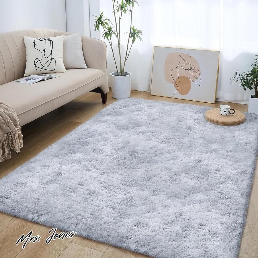 Mrs. Jones Hoogpolig tapijt woonkamer wollig wasbaar slaapkamer bedkleed 120 x 160 cm tapijt antislip modern tapijt zachte tapijten voor kinderkamer-woonkamer met hoge pool