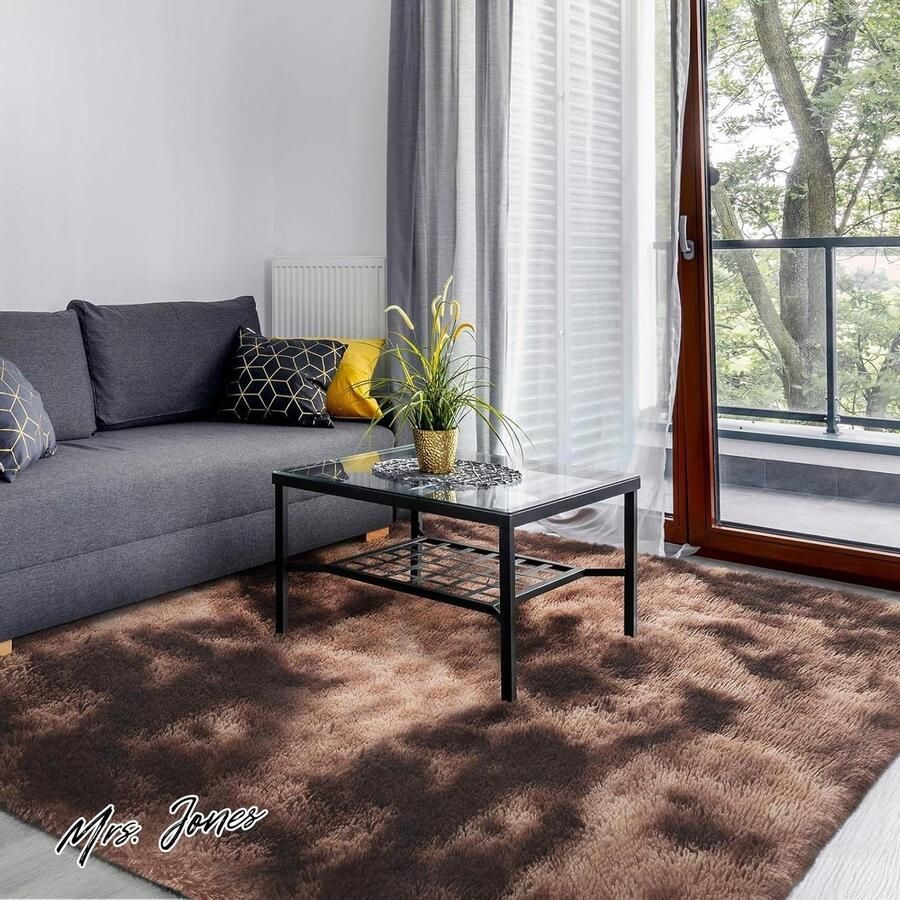 Mrs. Jones SOANNY Hoogpolig Woonkamer Tapijt Wasbaar Antislip Slaapkamer Fluffy Moderne Langpolige Tapijten Bedmat Shaggy Tapijten voor Slaapkamer Kinderkamer 150x240 cm Bruin