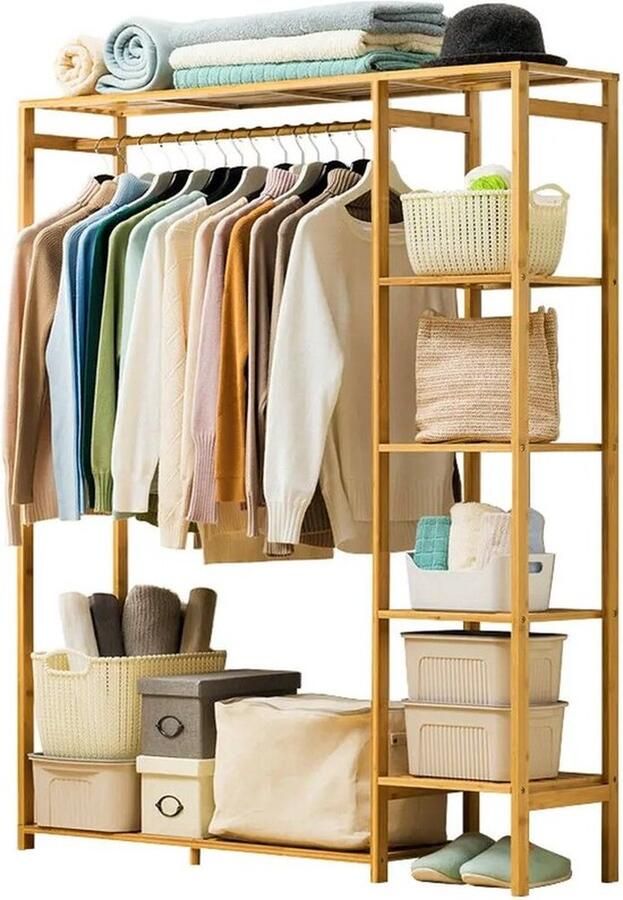 Mrs. Jones Hout Kleding rek Met planken Kledingrek kast Kledingrek hout Kast 90 x 30 x 146.6 cm