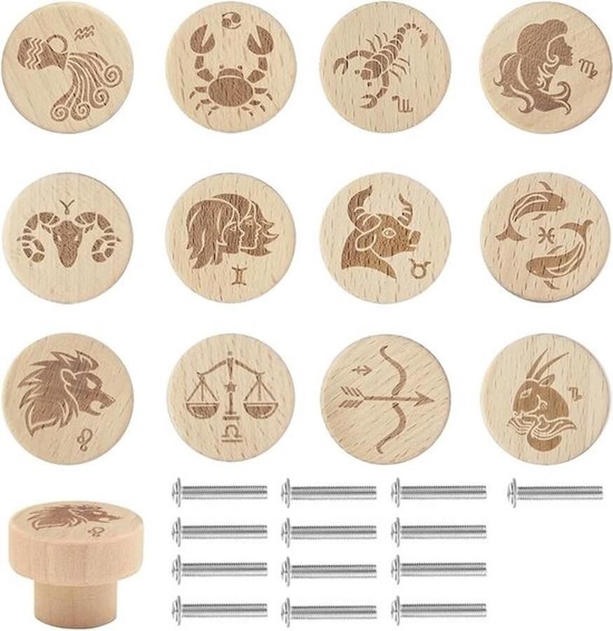 Mrs. Jones Houten ladehandgreep 12 stuks knoppen voor kasten en laden houten knoppen voor ladekast rond hout meubelknoppen hout (K)