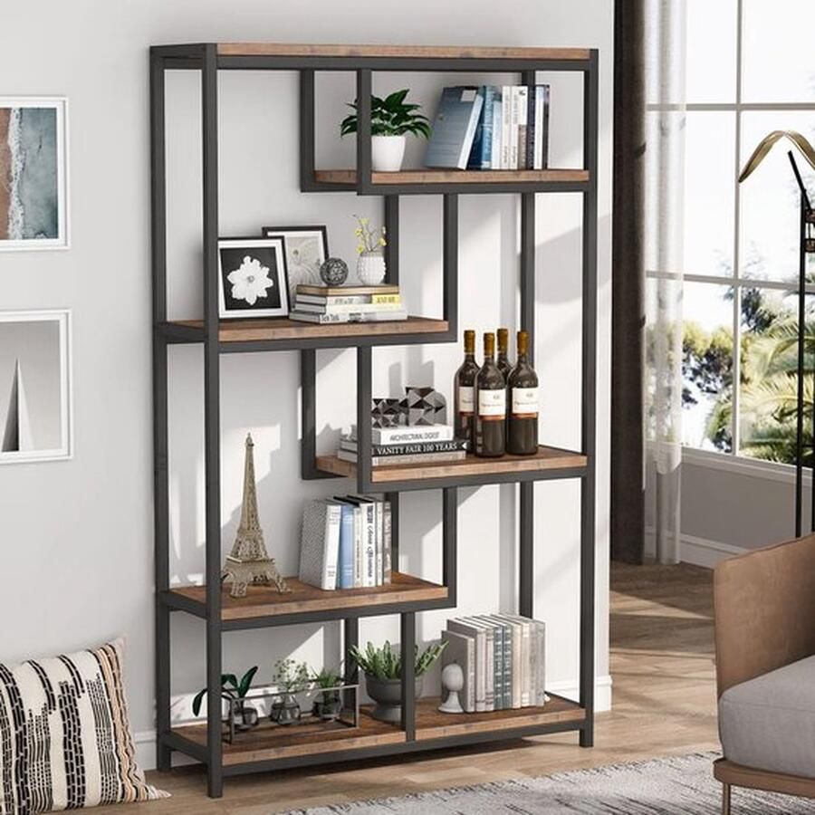 Mrs. Jones Industriële Boekenkast Woonkamer kast 5 Tier Vrijstaande Planken Boekenkast Decorkast Voor Woonkamer en huiskantoor