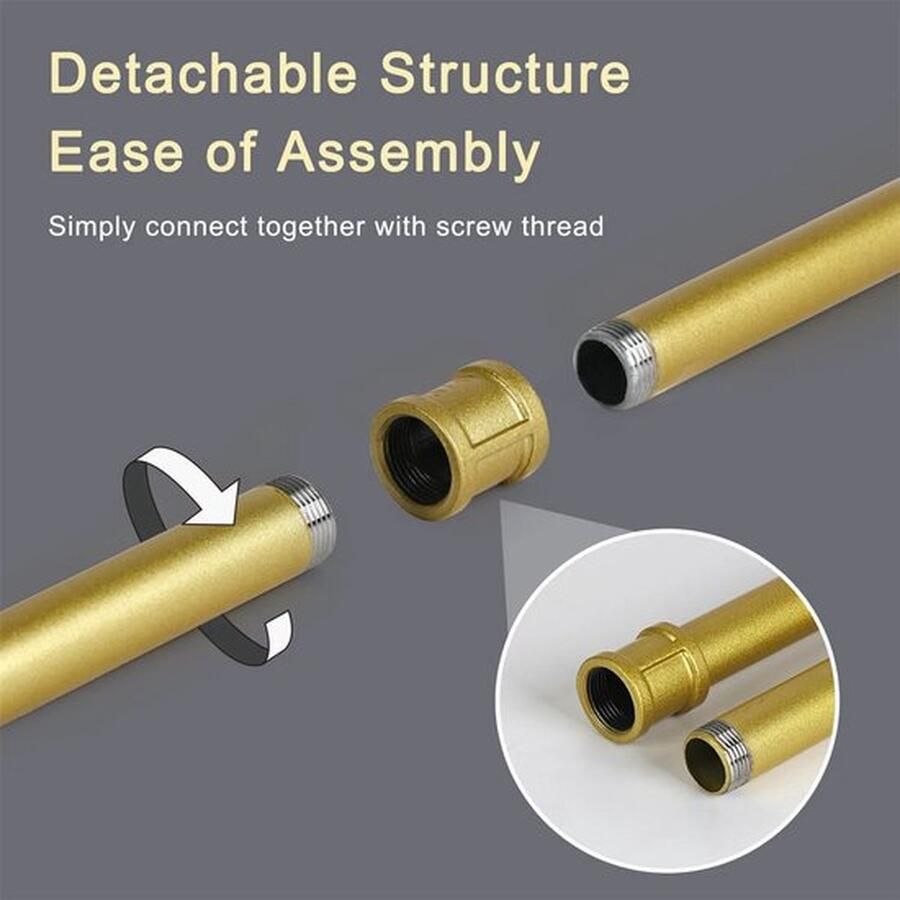 Mrs. Jones Industriële Buis Kledingstang Kledingrek Kapstok Wand Montage Plafond Montage Goud Kleurig 180cm