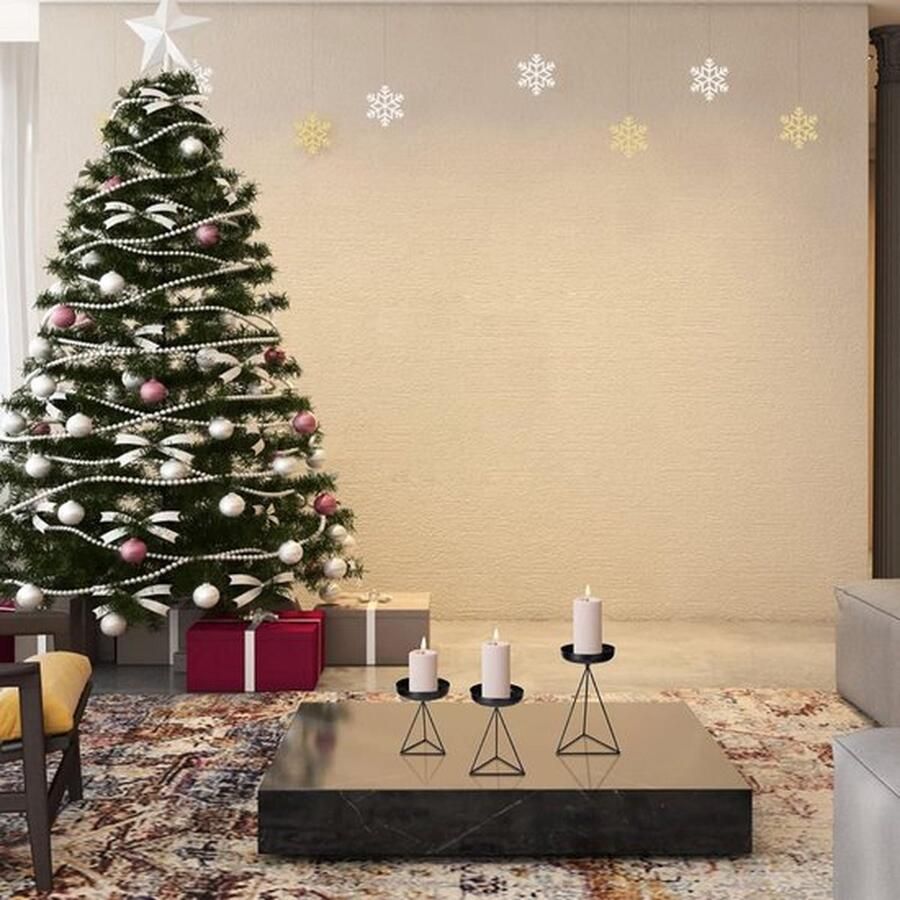 Mrs. Jones Kandelaar 3-delige set metalen decoratieve kandelaars in verschillende maten gouden kaarsenhouders voor slaapkamer bruiloft eettafel keuken romantisch cadeau (zwart)