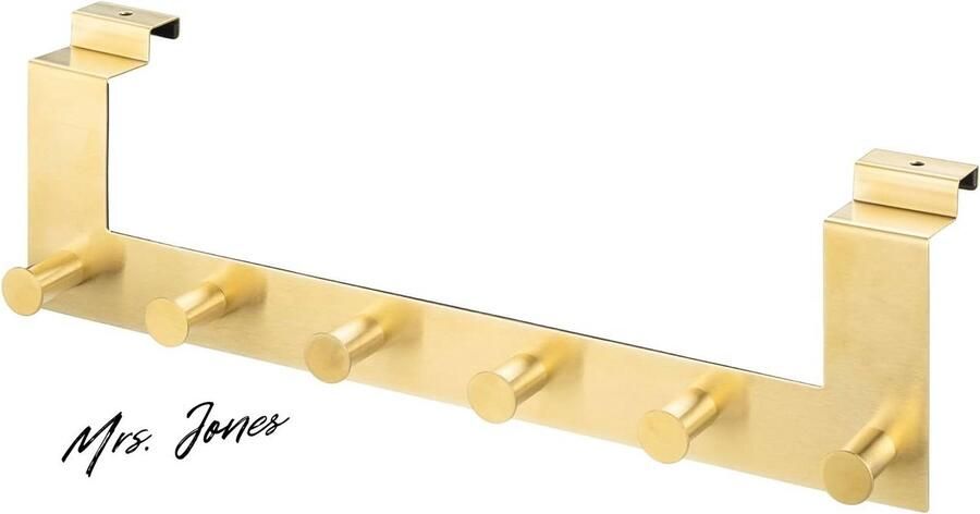 Mrs. Jones Kapstok Deurhanger 6 Haken Goudkleurig Voor Deuren tot 4 cm
