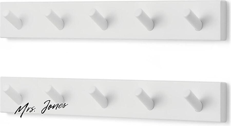 Mrs. Jones Kapstok Muur (2 st.) Wandkapstok Wit met 5 Haken 43 cm decoratie opbergen