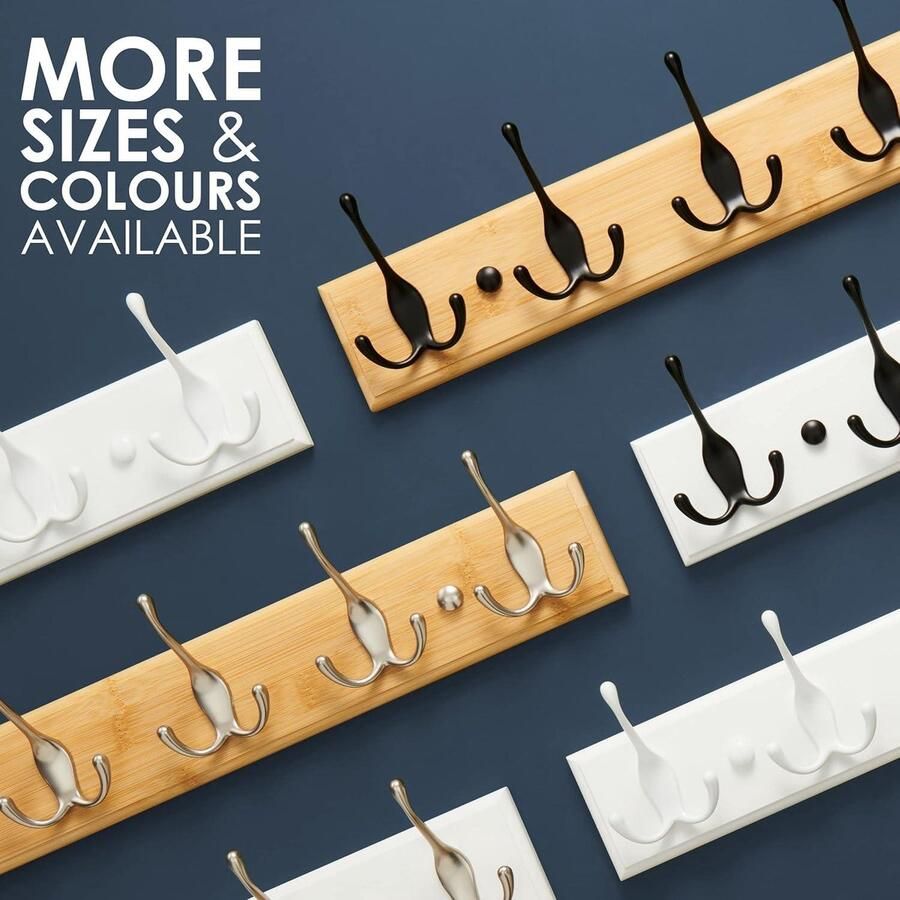 Wandkapstok Hout 6 Mat-Nikkel Haken Kapstok Muur 59 cm