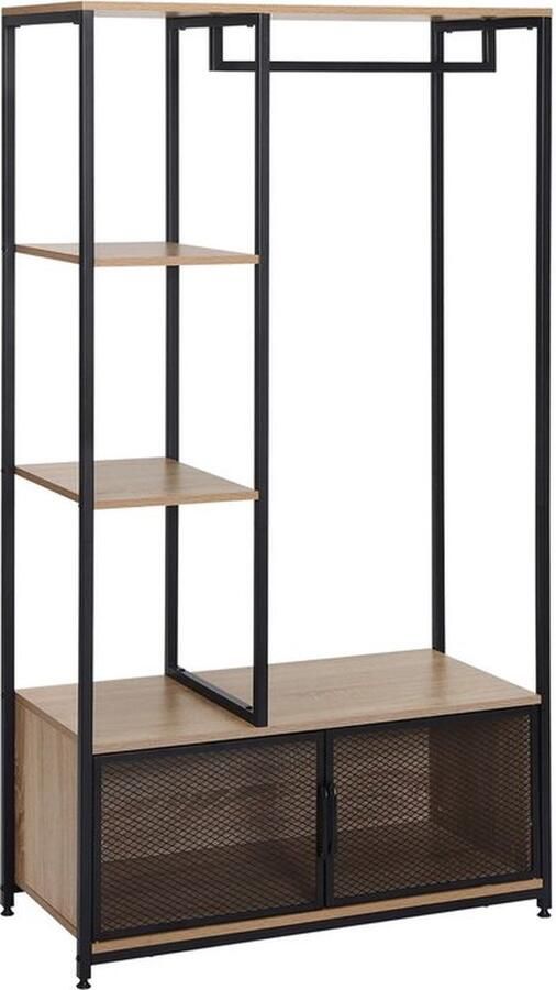 Mrs. Jones Kapstok Staand Zwart Licht Hout Met Kastje Met opbergruimte