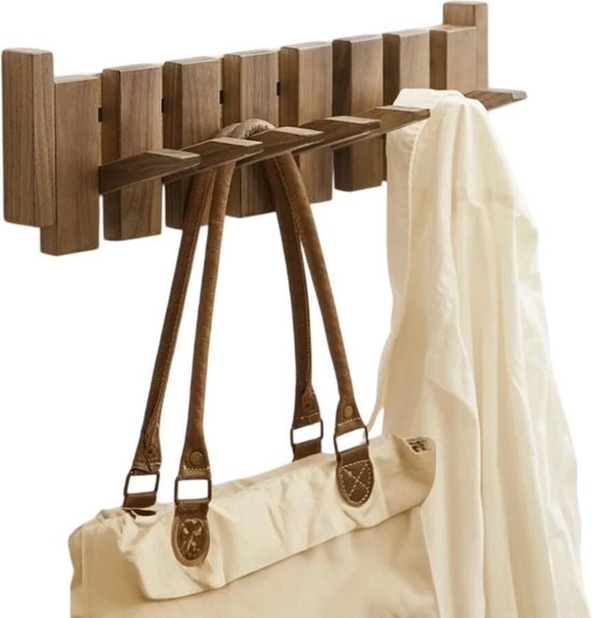 Mrs. Jones Kapstok Wandkapstok Kapstokken Kapstok hangend Kapstok haak Kapstok muur Hout Bruin 4 haken 32x15x4cm