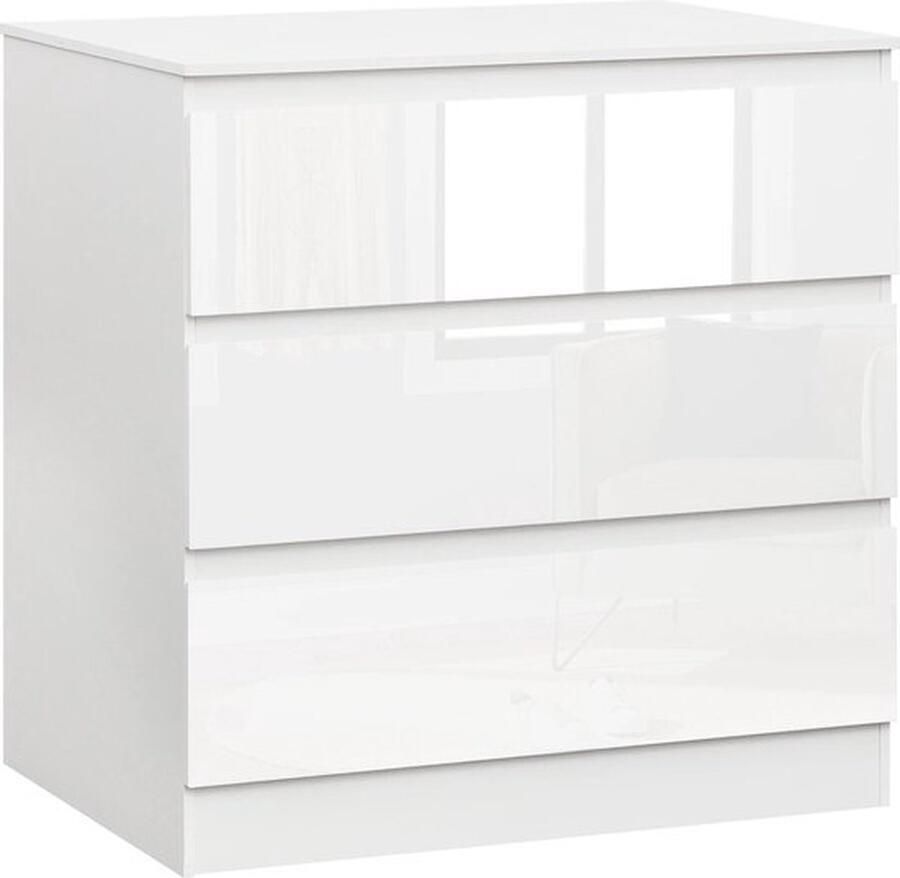 Mrs. Jones Kast Dressoirs Inclusief lades Wit Glanzend Hout Modern Waterdicht Makkelijke montage 80 x 48 x 78 cm