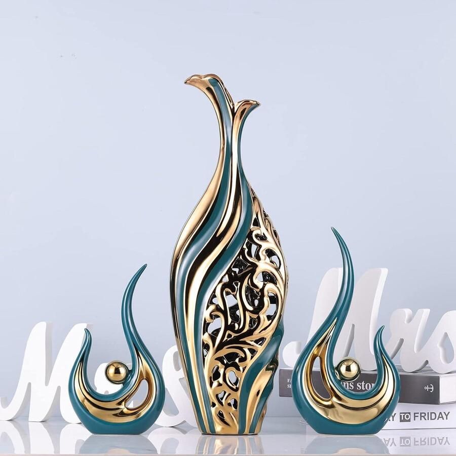 Mrs. Jones Keramische groene vloervaas hoge vaas voor pampasgras retro decor minimalistische abstracte vaas eettafel