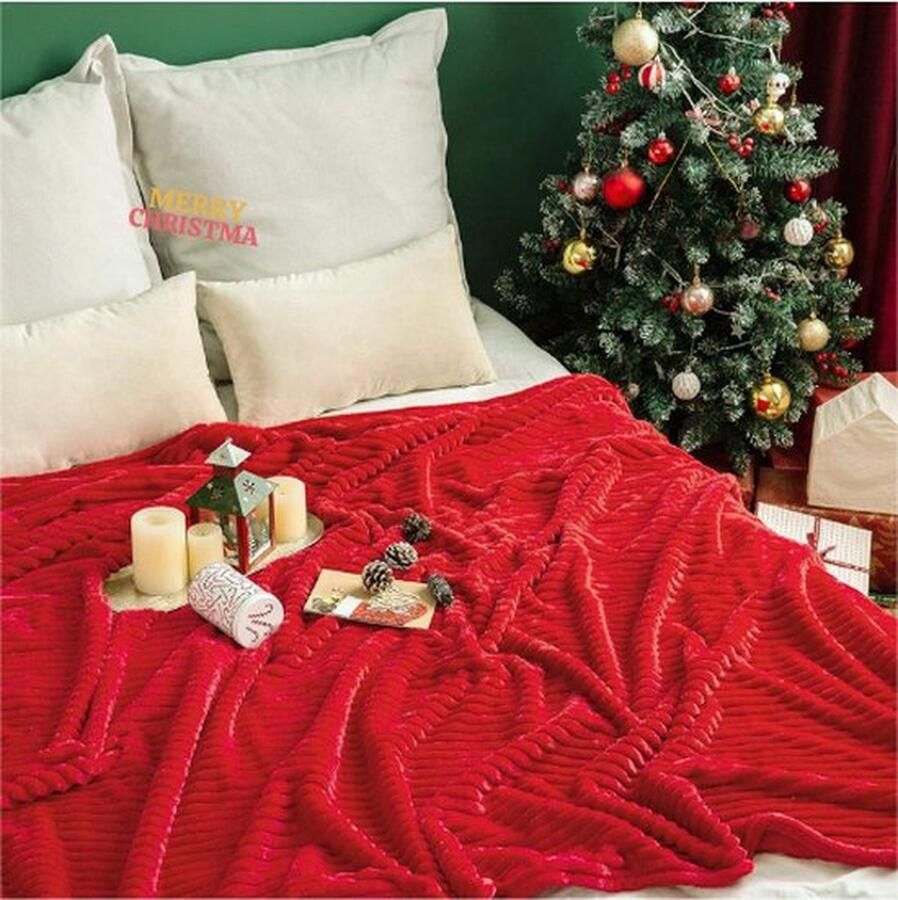 Mrs. Jones Kerst Flanellen Fleece Plaid MIULEE Zachte Warme Comfortabele Plaids Voor Bank Corduroy Pluizige Deken Bed Kussen Voor Slaapkamer Bank Reizen Kinderen Slaapkamer Accessoires 65 x 82 Inch Rood
