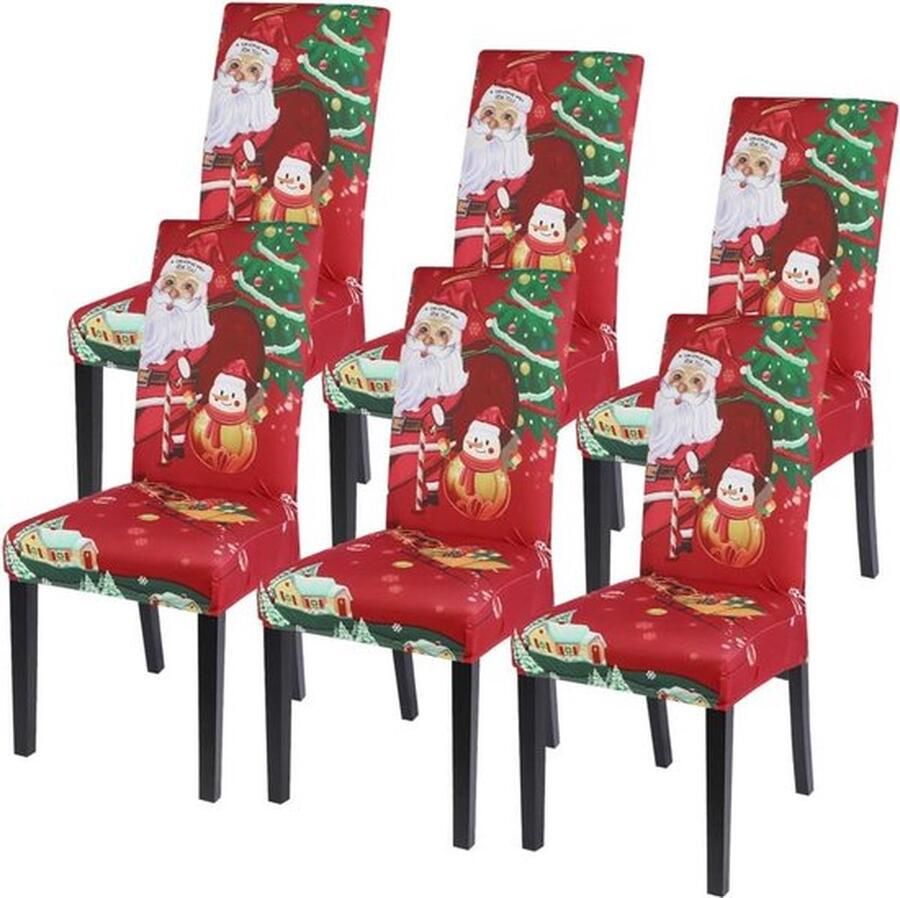 Mrs. Jones Kerststoelhoezen Set van 6 Stuks Stoelhoezen Stretch Universeel Modern Stoelhoes Kerstmis Feestelijke Decoratie en Stoelbeschermer Kerst Kerstdecoratie