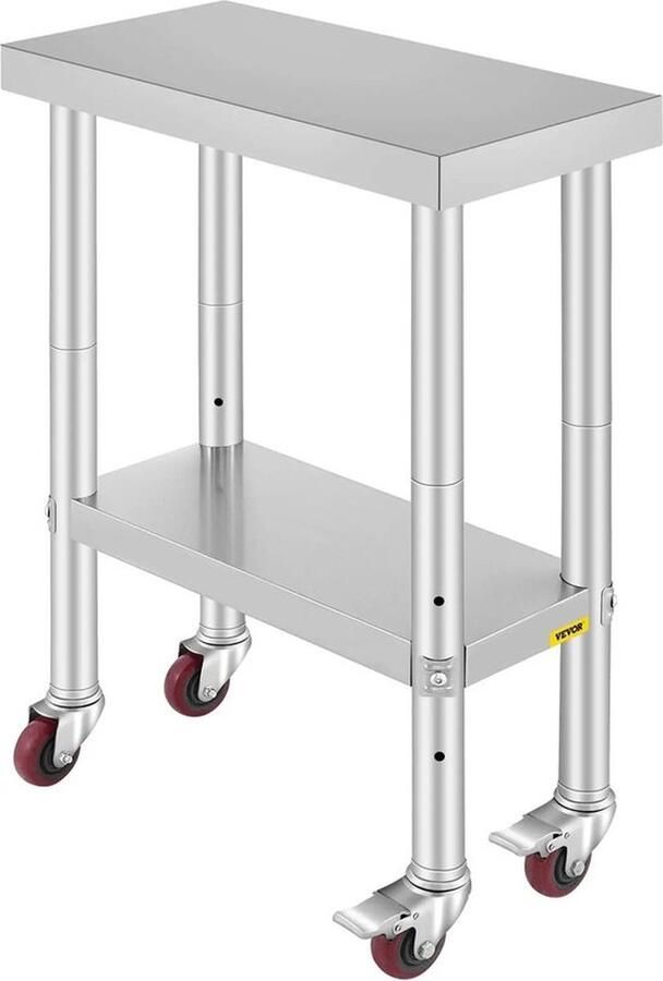 Mrs. Jones Keukentafel Rvs Tafel Keukentafel op wielen Keuken Werktafel Bij tafel Bereiding Tafel 4 Wielen Rvs 30x24 inch Nutswerkstation