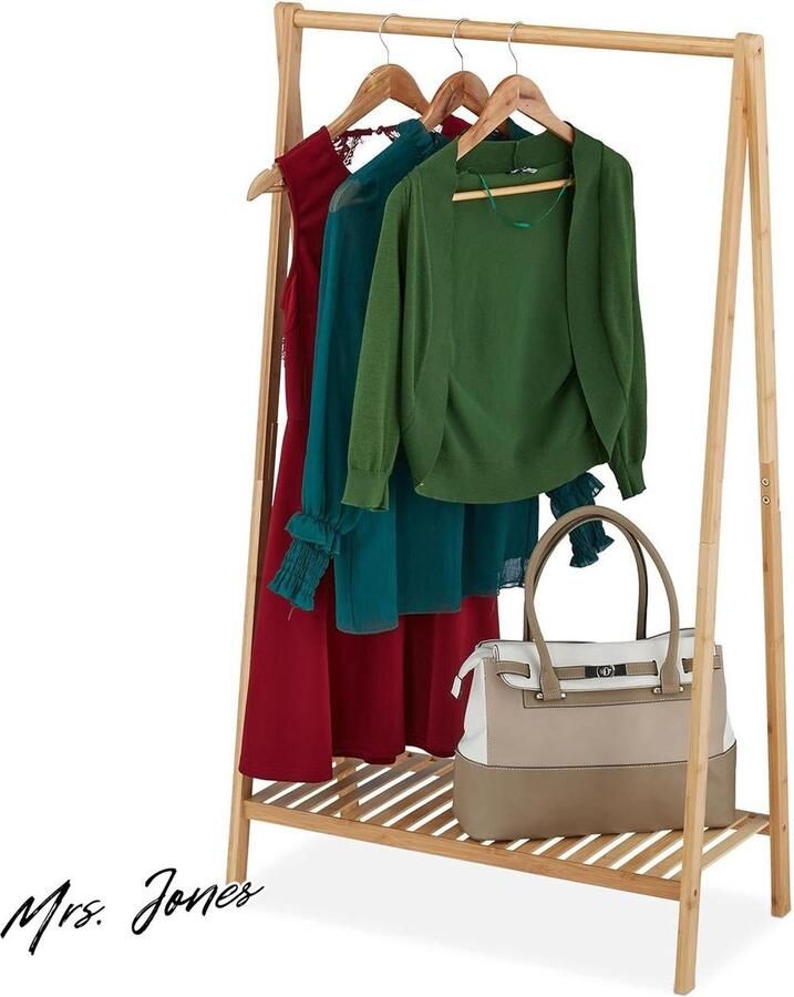 Mrs. Jones Kledingrek met plank voor slaapkamer en hal Bamboe 120 x 67 x 35 cm Natuurlijk