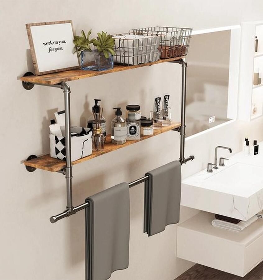 Mrs. Jones Kledingrek Zwevende Wandplank Boekenplank 116x19 2x67 5cm Donkerbruin