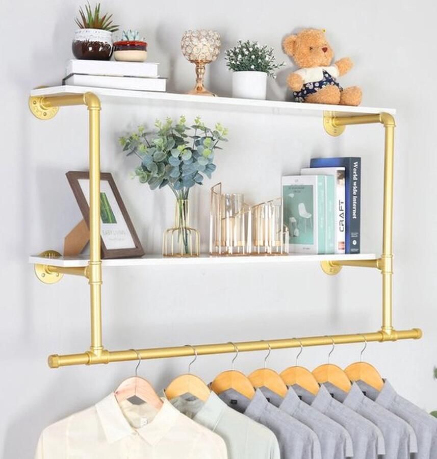 Mrs. Jones Kledingrek Zwevende Wandplank Boekenplank 116x19 2x67 5cm