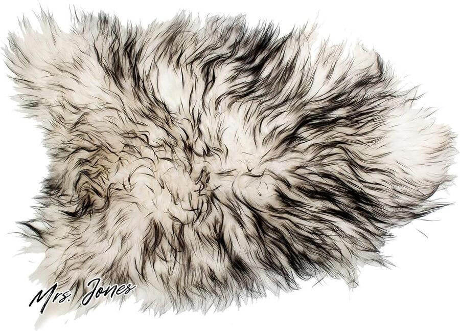 Mrs. Jones Kleur Originele IJSLANDSE schapenvacht Lamsvacht kleed Langharige wol Luxueus Kleurvariëteit ESI (Zebra 120 cm)