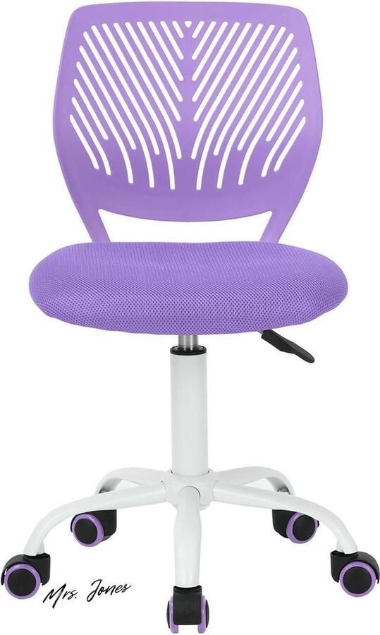 Mrs. Jones Kleurrijk modern verstelbaar design computerstoel draaibaar armless bureau kinderen studie kamer thuis kantoor taskstoel paars metaal 385 cm x 40 cm x 75-87 cm met lage rugleuning ergonomisch comfort